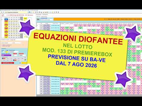 EQUAZIONI DIOFANTEE NEL LOTTO - MOD. 133 DI PREMIEREBOX #previsionigratis