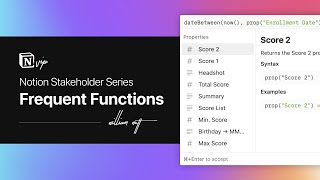 Notion Stakeholder Series — Frequent Functions