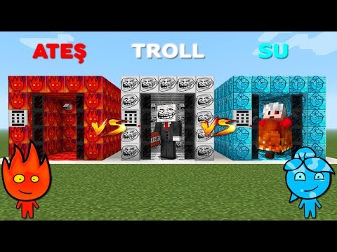 ATEŞ VS TROLL VS SU ASANSÖR ŞANS BLOKLARI - Minecraft