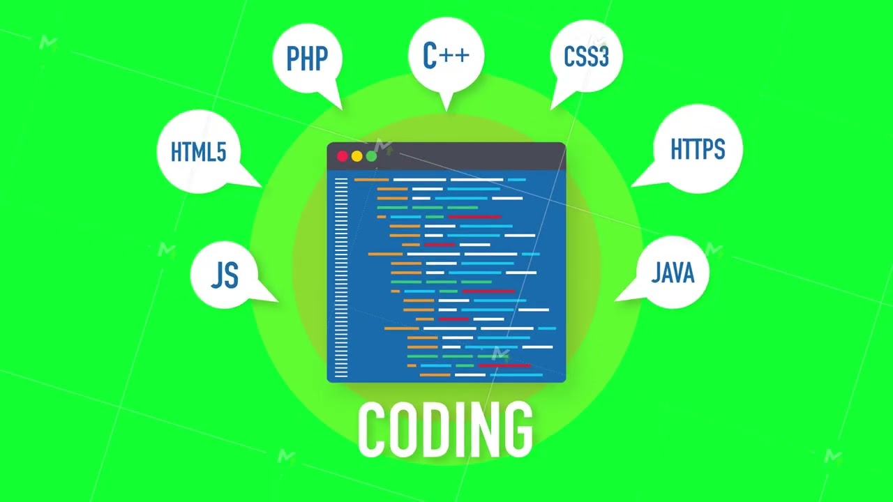 Digital java code text. Computer software coding. Motion graphics