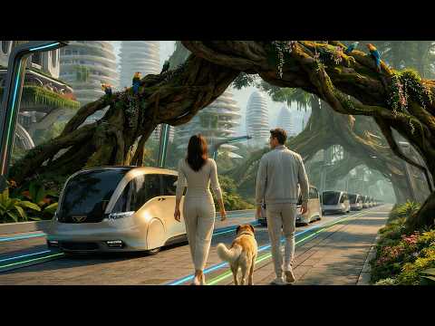 Peaceful and Beautiful Futuristic Eco City Ambience | Sci-Fi Sounds | 4K