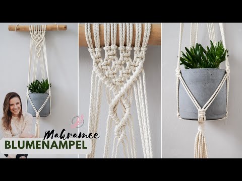 Makramee Blumenampel an Ast knüpfen | DIY für Anfänger - Schritt Anleitung
