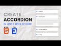 Accordion Collapsible Div With Just 3 Lines Of Code No Libraries Needed