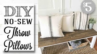 DIY Farmhouse Throw Pillows | NO SEW