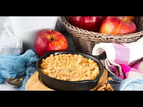 Torta integrale di mele in padella. Senza uova e senza burro!