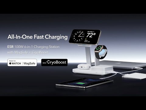 Rechargez rapidement tous vos appareils du quotidien, le tout en un seul endroit avec le chargeur 6-en-1 100 W d’ESR