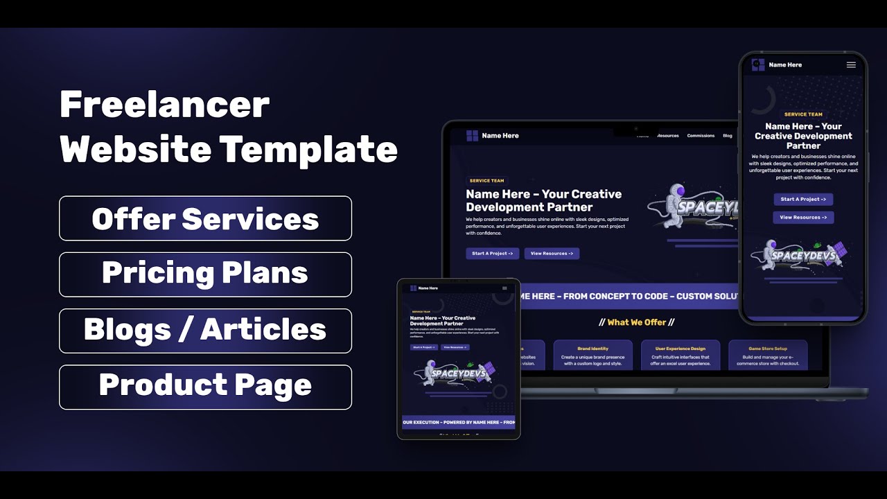 Freelancer Website Template - SpaceyDevs
