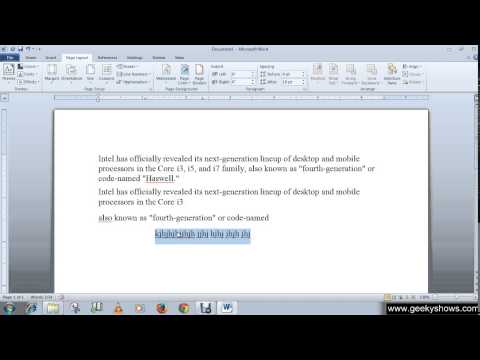 Microsoft Office Word 2010 Tab and Type of Tab