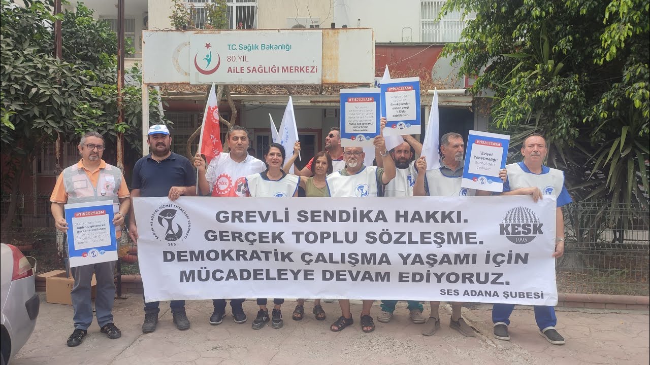 Adana SES, ASM Önünde, TİS Taleplerini Açıkladı, ASM Emekçilerinin Çalışma Koşullarına Dikkat Çekti.