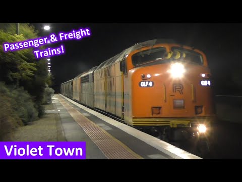 An Extraordinary Evening at Violet Town; Passenger & Freight Trains