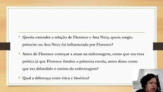 Video aula Dúvidas Bases Teóricas e Histórica do Cuidar em Enfermagem