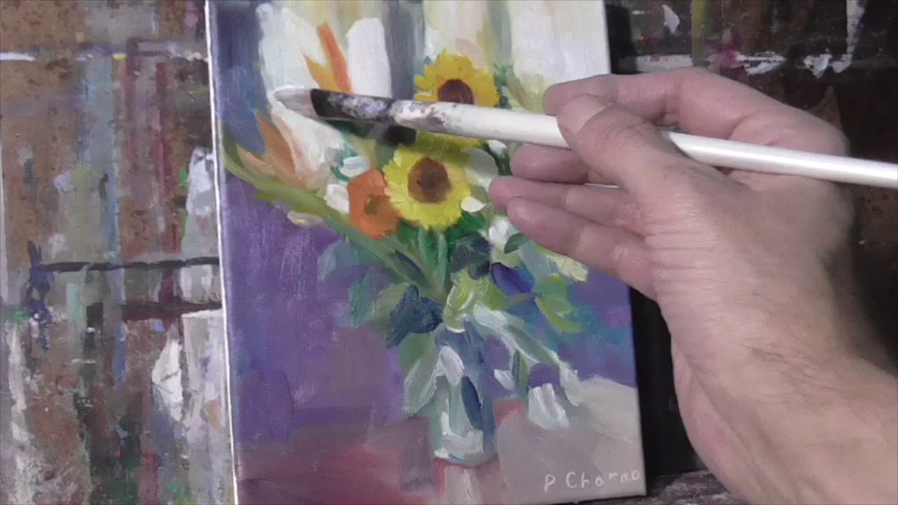 Sunflower Bouquet timelapse Oil Painting Demo