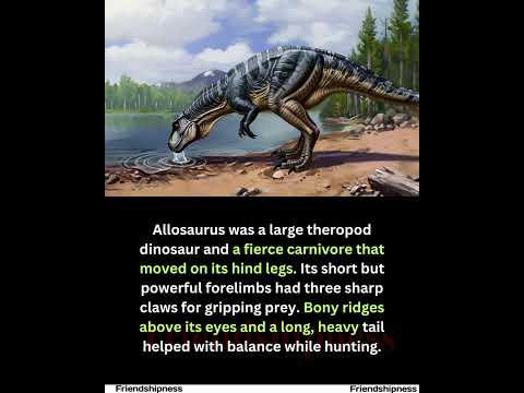 Allosaurus was a carnivorous theropod with sharp claws, eye ridges, and a balancing tail.#fact