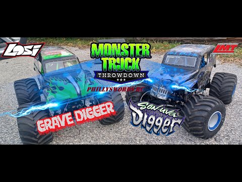 Losi LMT Grave Digger 1/10 scale 1st Bash and Son uva Digger