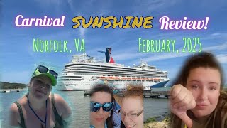 Carnival SUNSHINE review - March 2025 - Norfolk, VA
