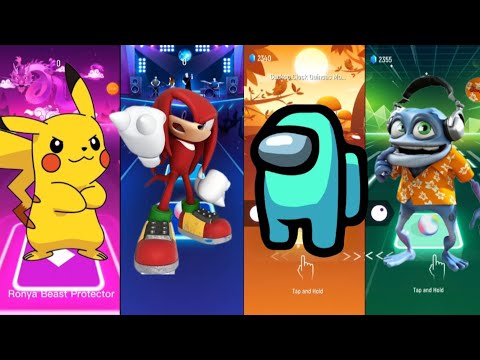 Pikachu VS Knuckles VS Among Us VS Crazy Frog - Tiles Hop EDM Rush
