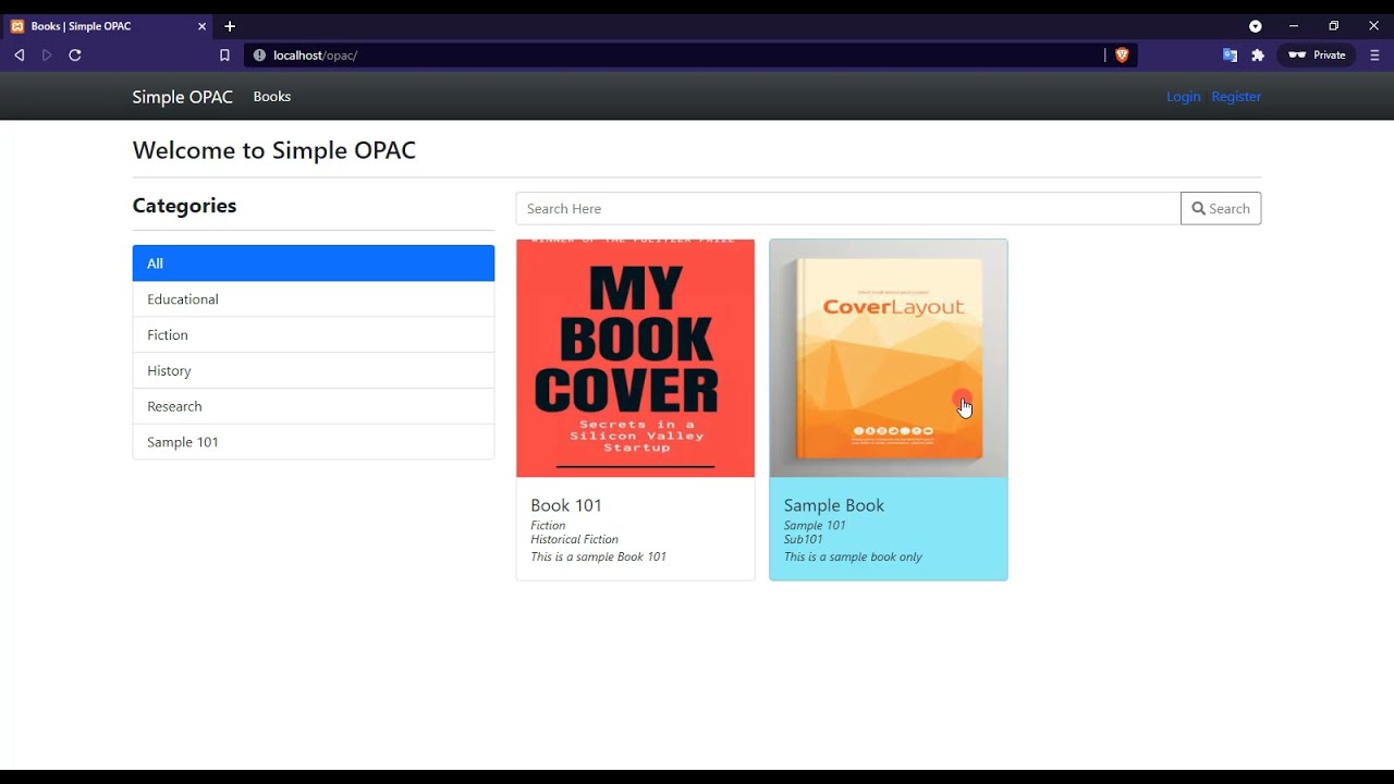 Simple Online Public Access Catalog OPAC using PHP and SQLite DEMO