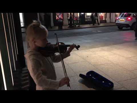 Seven year old London busker