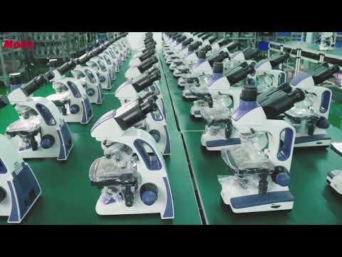Production Line of SWIFT 380B 40X-2500X Binocular Lab Compound Microscope w 3D Mechanical Stage LED
