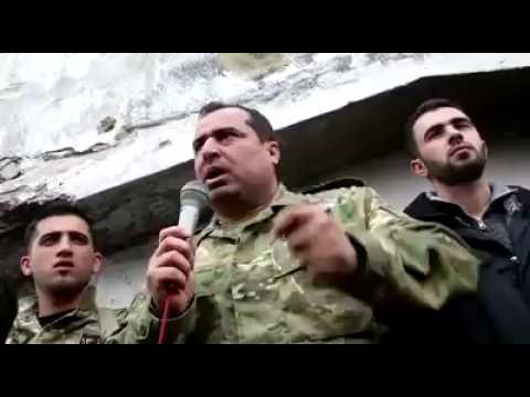 كلمة يلقيها المقدم أحمد السعود قائد الفرقة 13 في إحدى مظاهرات معرة النعمان