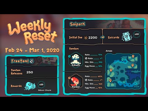 Temtem Saipark update week #2 and weekly Freetem reward reset.