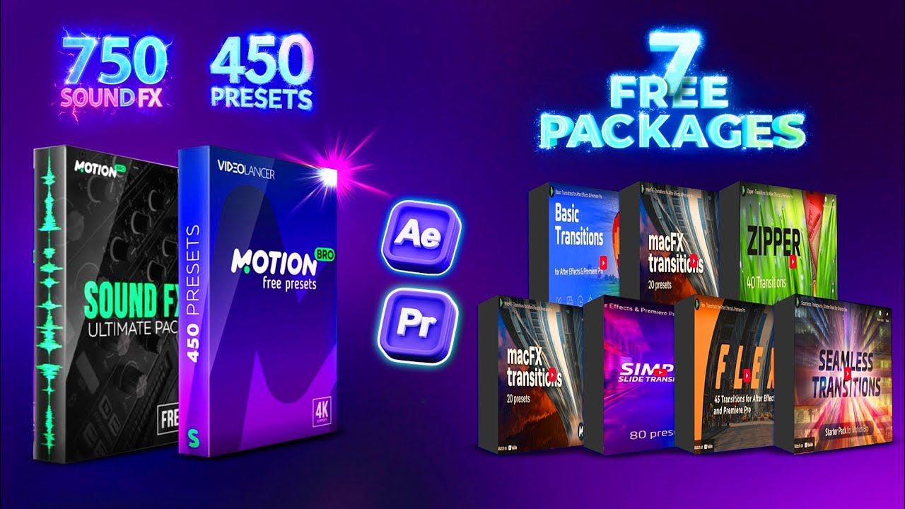 Free Motion Bro Pack Review – 450 Presets, 750 SFX & 7 Packs for AE & Premiere Pro
