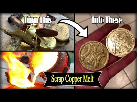Copper Casting NY YANKEES Coins From Scrap Metal - AWESOME Yankees Coin Melt