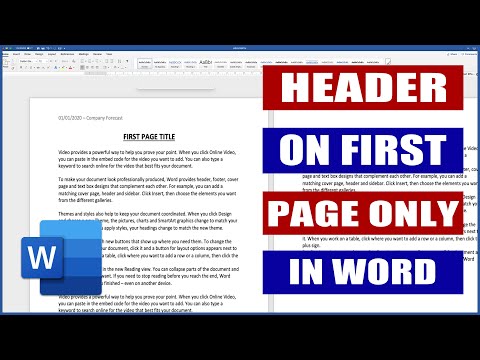 In Word - Header on the First Page only | Microsoft Word Tutorials