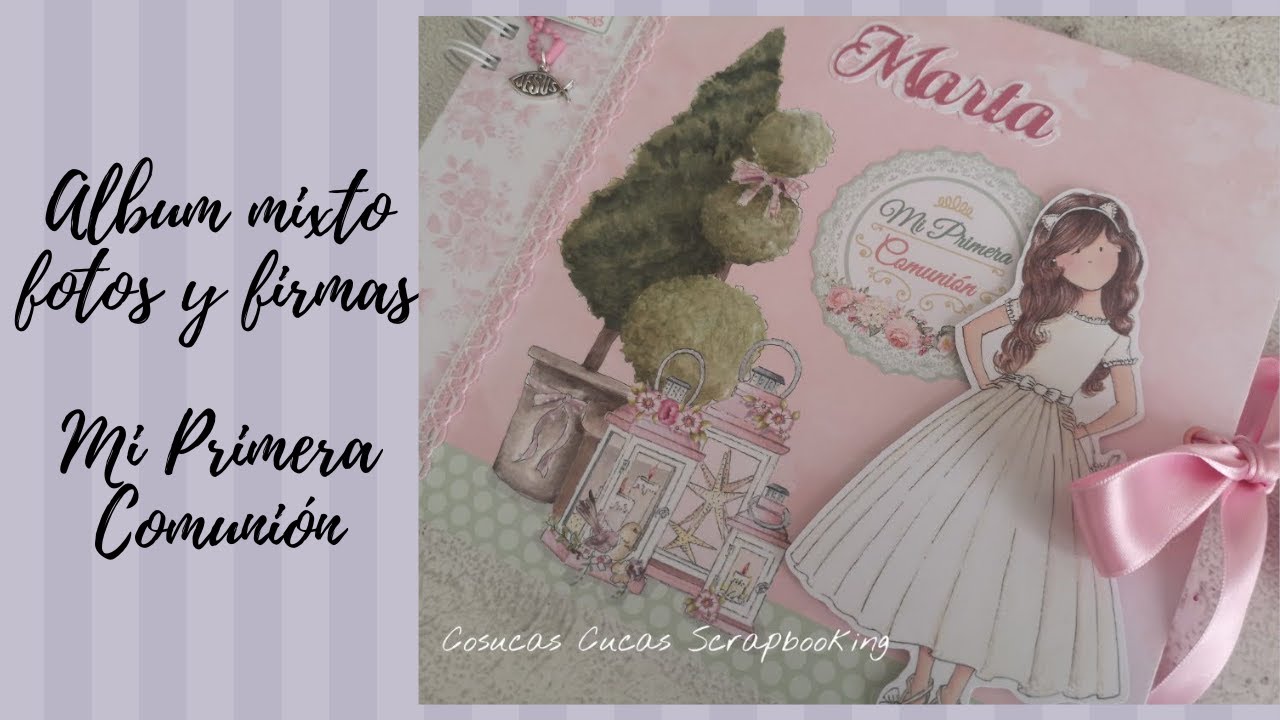 Mi Primera Comunión- Album scrapbooking personalizado fotos y firmas.