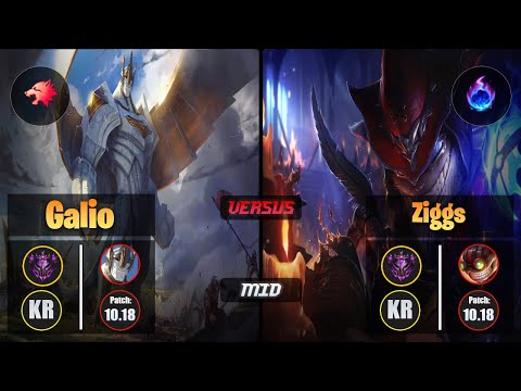 Master GALIO [Predator] (Mid) VS  ZIGGS - Master KR Patch 10.18