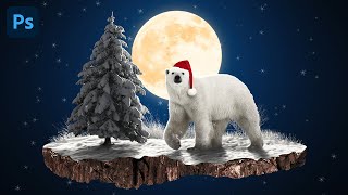 Create a 3D Pop-Up Polar Bear Christmas Card - Photoshop Tutorial
