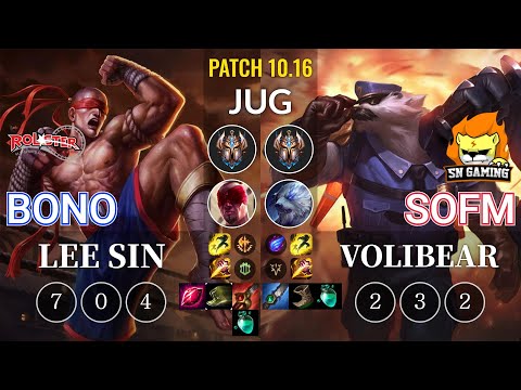 KT Bono Lee Sin vs SN SofM Volibear Jungle - KR Patch 10.16