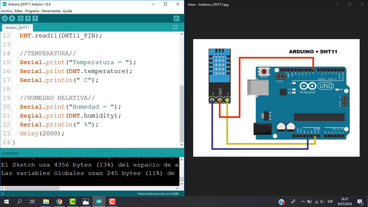 Sensor DHT11 - Medir Temperatura y humedad relativa - Arduino