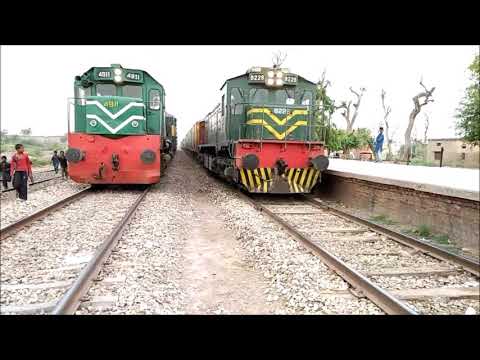Two EMDs Locomotives || Millat Express & Sandal Express || Abdul Hakeem Railway Station