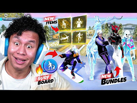 Free Fire मैं Surfing 😲 Secret Place, New Bundles, Snow Map Advanced Server - Tonde Gamer