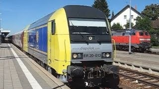 preview picture of video 'Germany: Dispolok Siemens ER20 Eurorunner at Buchloe,Bavaria on Alex Munchen HBF to Oberstdorf train'
