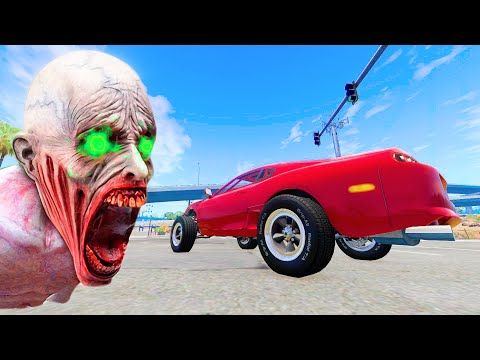 Escape From The Shy Guy (SCP-096) - CARS VS GIANT PIT #84 - Beamng Drive