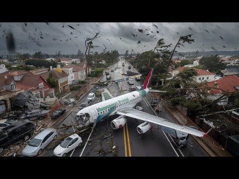 2 minutes ago in Portugal, planes and houses were destroyed! Storm Kristin