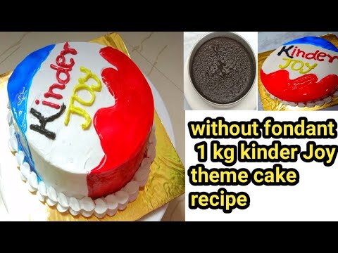 1Kg Eggless kinder Joy theme cake |without fondant cake recipe~Tejashree cake's