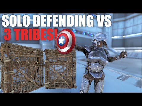 Solo Defending Against 3 Tribes At 2 Locations.. | Ark Official PVP Small Tribes E11