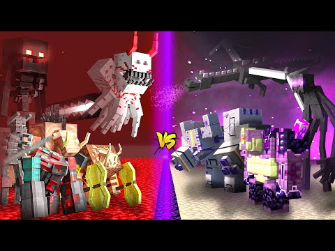 NETHER vs END in Minecraft (Mob Battle)