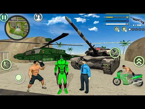 Green DeadPool Rope Hero Vice Town Simulator Flying Army Helicopter #9 - Android Gameplay