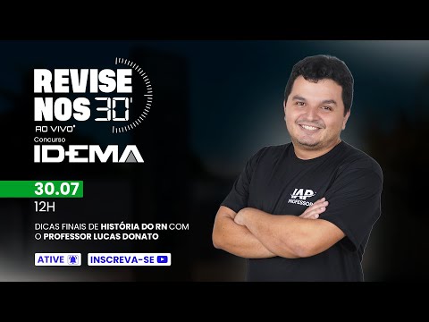 Banner de capa do material gratuito Revise nos 30 - IDEMA - História do RN - prof. Lucas Donato
