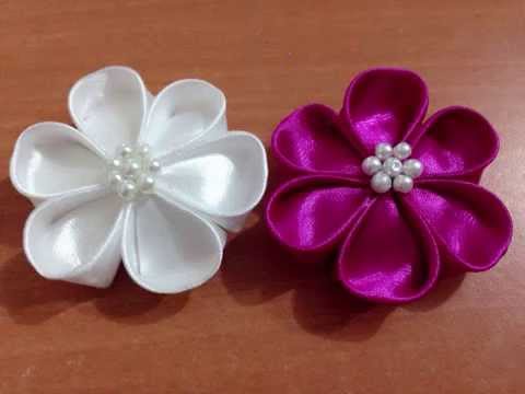 DIY Kreasi Bunga Dari Pita Satin - How to make a satin ribbon flower