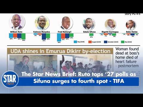The Star News Brief: Ruto tops ‘27 polls as Sifuna surges to fourth spot - TIFA