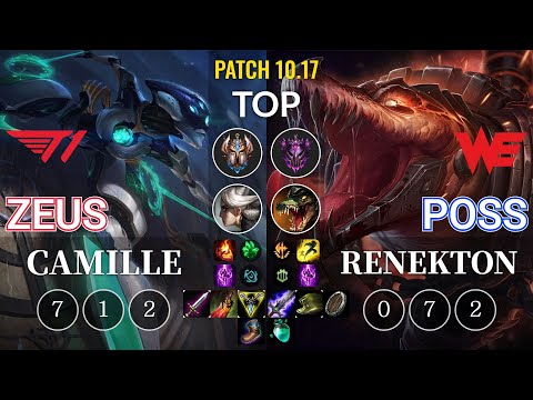 T1 Zeus Camille vs WE Poss Renekton Top - KR Patch 10.17