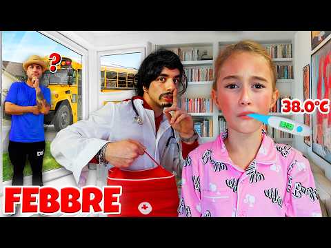 GIORGIA NON VA A SCUOLA PERCHÈ HA LA FEBBRE E SI SENTE MALE ! PAPÀ SALVO LA SCOPRE E SI ARRABBIA!