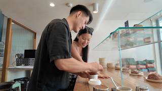 day in the life at a bakery cafe with my boyfriend | home croissanterie coffee + pastries
