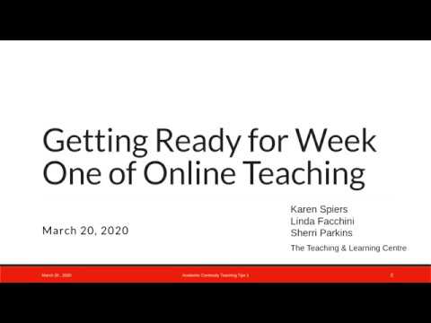Friday Webinar 1 - Getting Ready for Week One of Online Teaching