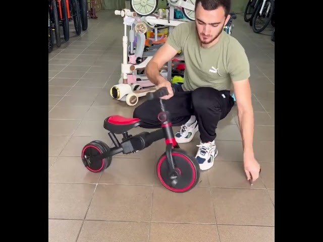 Дитячий триколісний велосипед біговел трансформер MIA Чорно-червоний